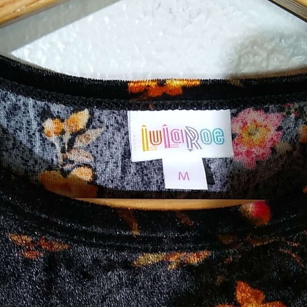 Lularoe Maurine Velvet Ruffle Bell Sleeve Dress Md - Picture 6 of 7